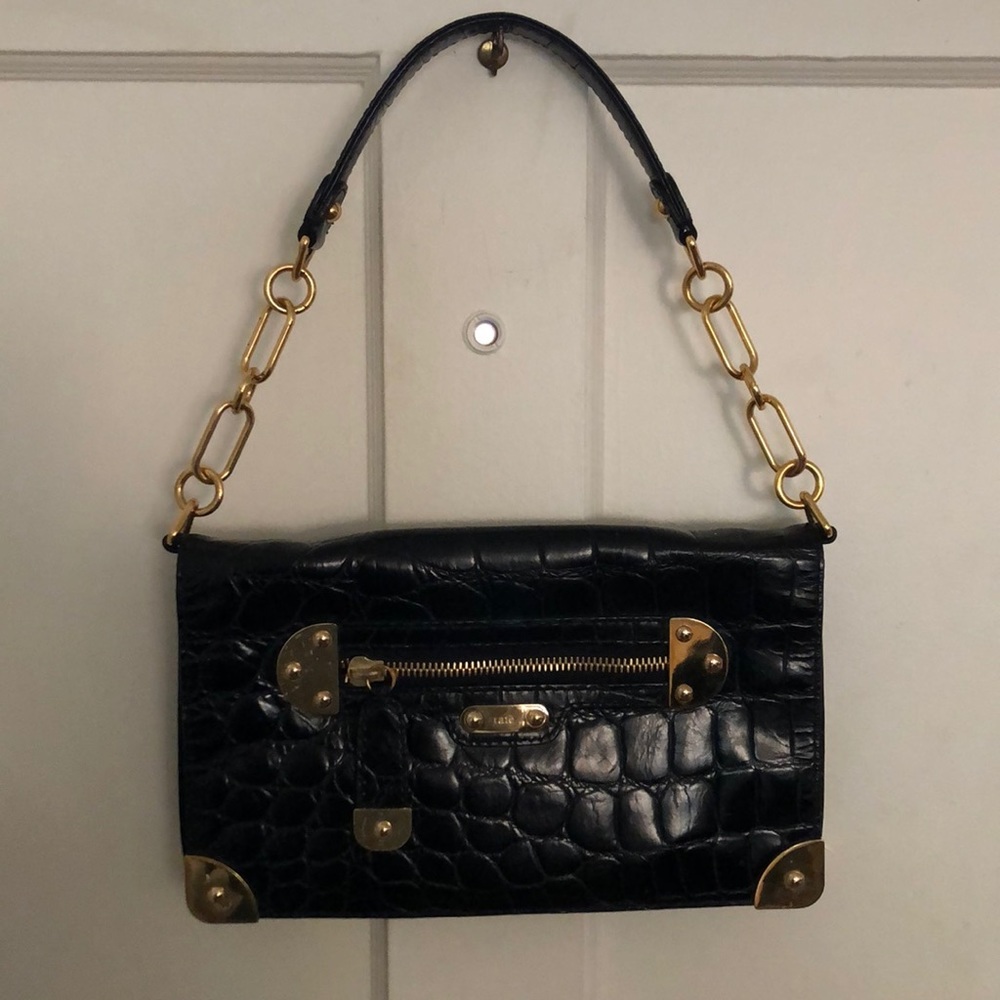 RAFE bag / clutch, Black crocodile skin.